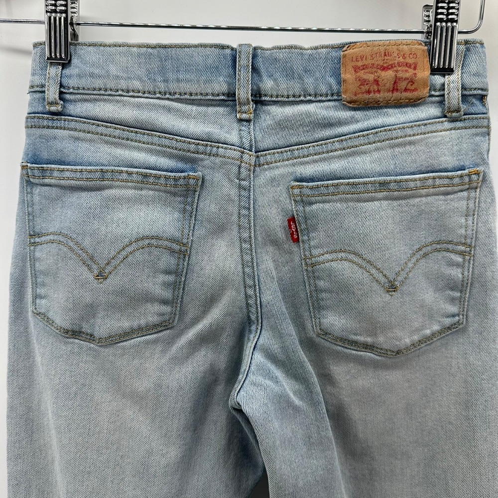 Levi's Wide Leg Jeans Girls 14 Reg Light Blue Denim High Rise Stretch Distressed - Picture 3 of 10